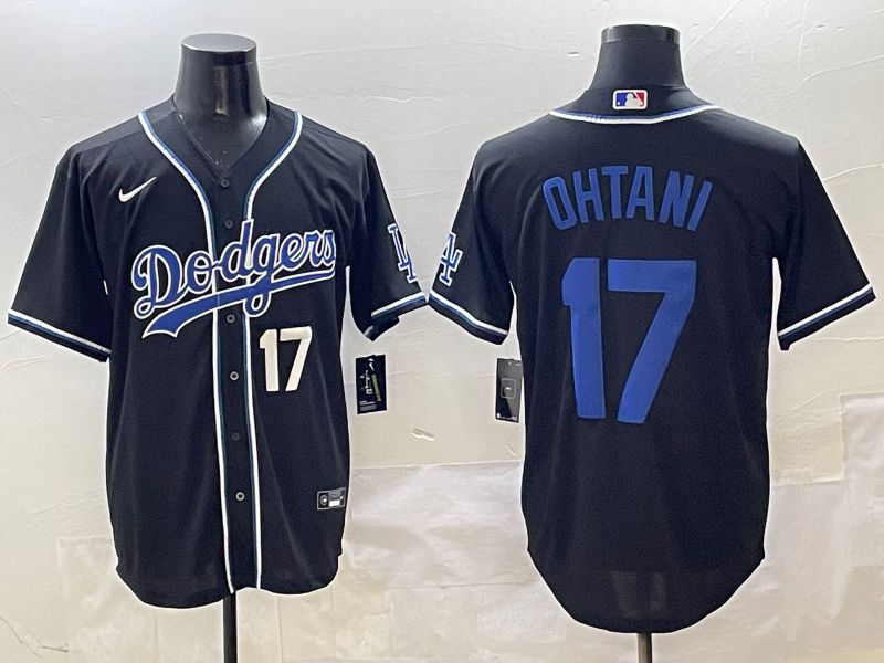Men Los Angeles Dodgers 17 Ohtani Black blue Three generations Nike 2025 MLB Jersey style 5